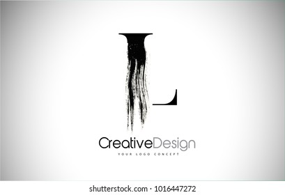 L Brush Stroke Letter Logo Design. Black Paint Logo Letter  Icon with Elegant Vector Design.