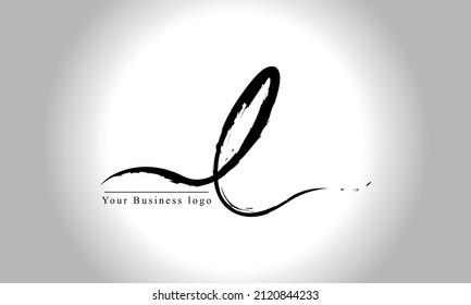 L Brush Stroke Letter Logo Design. Black Paint Logo Letter Icon with Elegant Vector Design.