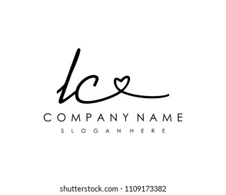 L C Initial handwriting logo vector