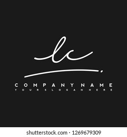 L C Initial handwriting logo vector