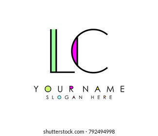 L & C initial minimalist logo template vector