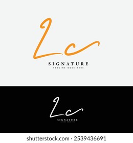 L, C, LC Initial letter logo. Alphabet LC Handwritten Signature logo