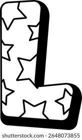 L childish font vector illustration