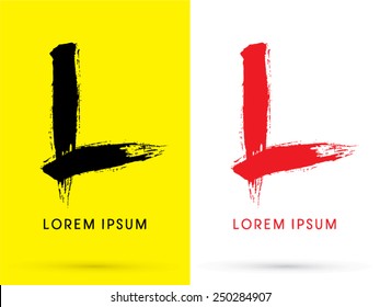 L ,Chinese Brush Grunge Font ,designed Using Black And Red Brush Handwriting, Logo, Symbol, Icon, Graphic, Vector.