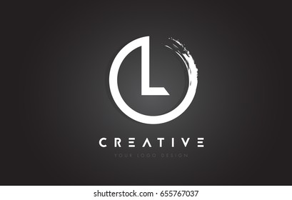L Circular Letter Logo with Circle Brush Design and Black Background.