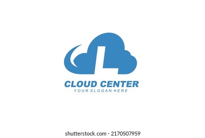 L cloud logo design inspiration. Vector letter template design for brand.