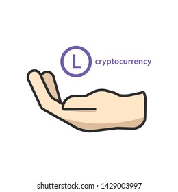 L Coin cryptocurrency up on hand