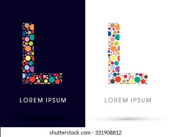 L ,Colorful font, designed using colorful dot graphic vector.