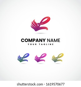 L Colorful Initial letters with wing logo icon design. branding Fashion, internet, boutique, wedding, jewelry, botanical monogram creative Vector logo Design template