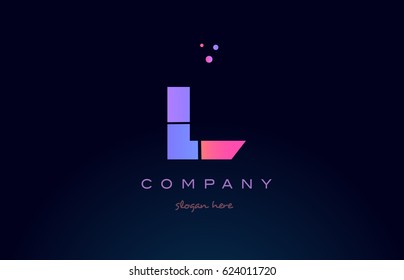 l creative color blue background pink purple blue magenta alphabet letter company logo vector icon design