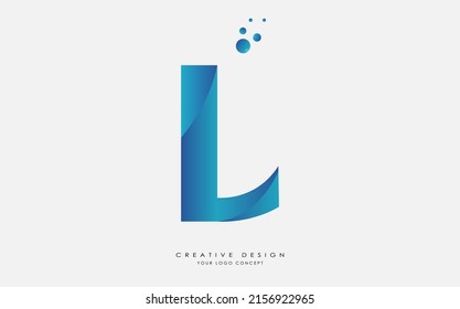 L creative and modern blue gradient alphabet letter with Bubbles, Initial letter logo design template for any company. L letter logo design vector template with creative paper cut and serif font.