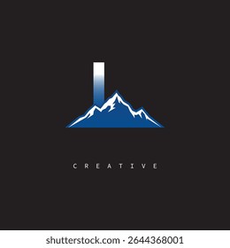 L Creative Mountain Logo Negrito Gradiente Letra Marca Branding Design para marcas de negócios ao ar livre