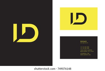 L D bold letter joint logo design vector with business card template