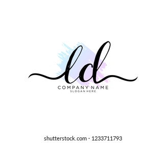 L D Initial handwriting logo vector