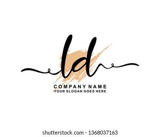 L D Initial Handwriting Logo Template