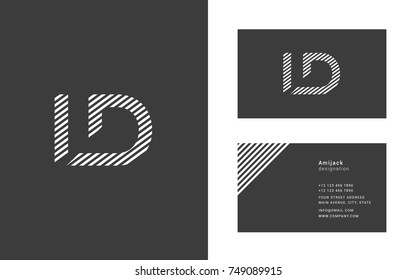 L D joint logo line letter design with business card template