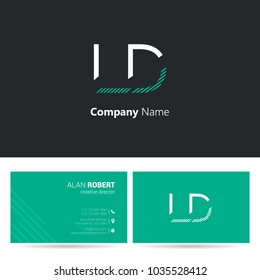 L & D joint logo stroke letter design with business card template