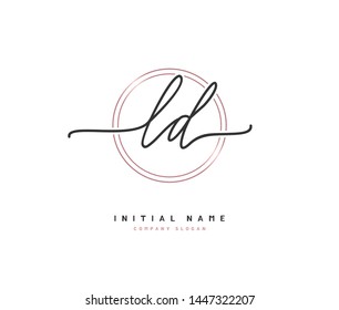 L D LD Beauty vector initial logo, handwriting logo of initial signature, wedding, fashion, jewerly, boutique, floral and botanical with creative template for any company or business.