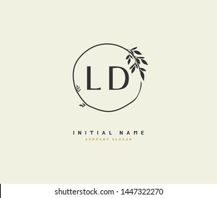 L D LD Beauty vector initial logo, handwriting logo of initial signature, wedding, fashion, jewerly, boutique, floral and botanical with creative template for any company or business.