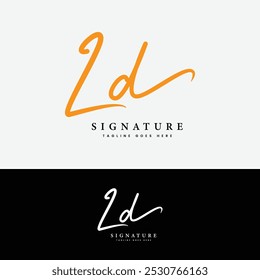 L, D, LD Initial letter logo. Alphabet LD Handwritten Signature logo