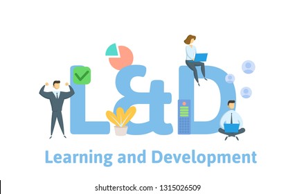 L And D, Learning And Development. Concept With Keywords, Letters And Icons. Colored Flat Vector Illustration. Isolated On White Background.