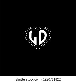 L D letter logo vector design on black color background. LD monogram