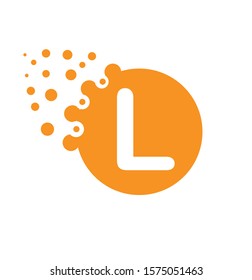 L dot letter logo,L letter logo design vector in dots.