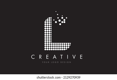 Diseño de logotipo de letras L con círculos de burbujas blancas y espantos