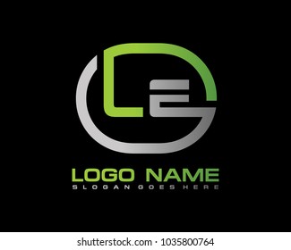 L E Initial circle logo template vector