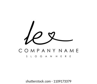 L E Initial Handwriting Logo Vector