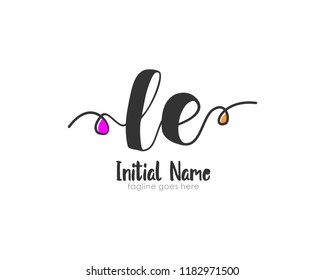 L E Initial handwriting logo vector template