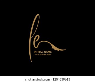 L E Initial Handwriting Logo Template