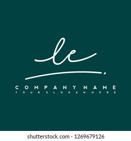 L E Initial handwriting logo vector