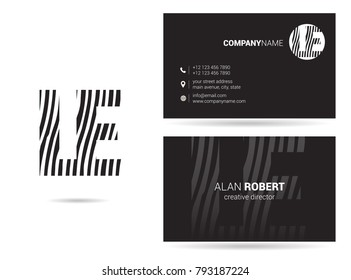 L & E joint logo line letter design with business card template