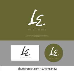 L E LE Initial handwriting or handwritten logo for identity. Logo with signature and hand drawn style.