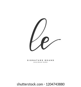 L E LE Initial letter handwriting and  signature logo concept design