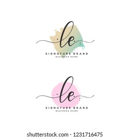 L E LE Initial letter handwriting and  signature logo.