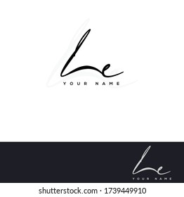 L E LE Initial letter handwriting and signature logo.	