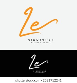 L, E, LE Initial letter logo. Alphabet LE Handwritten Signature logo