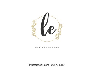 L E LE logo, Initial lettering handwriting or handwritten for identity. Logo with signature and hand drawn style.