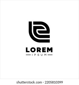 L and E letter logo design template with abstract geometric style.