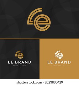 L + E Letters Monogram Gold Line Logo Vector 