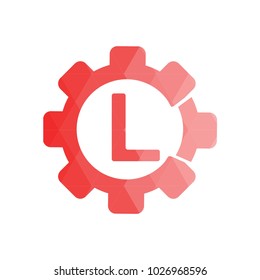 L engineering logo. Alphabet letter logo design vector icon. Red low poly style. Vector Illustrator