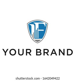 L F emblem initial icon logo design