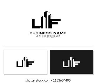 L F Initial building logo concept