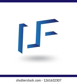 L F initial letter with negative space logo icon vector template