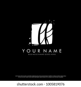 L F initial square logo template vector