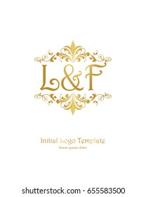 L & F initial wedding logo template vector