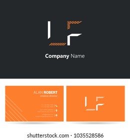 L & F joint logo stroke letter design with business card template