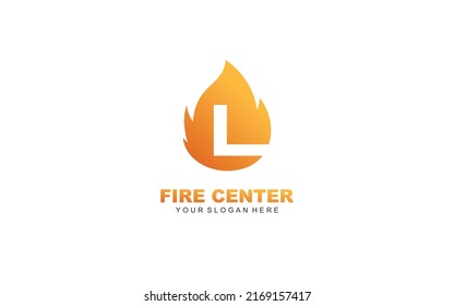 L fire logo design inspiration. Vector letter template design for brand.